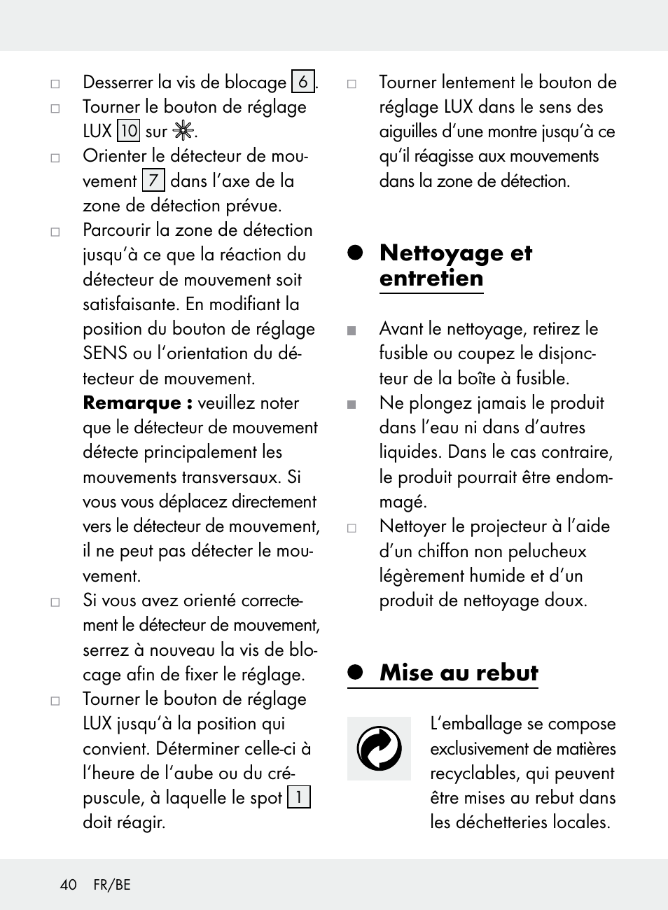 Nettoyage et entretien, Mise au rebut | Livarno Z31710A, Z31710B User Manual | Page 40 / 61