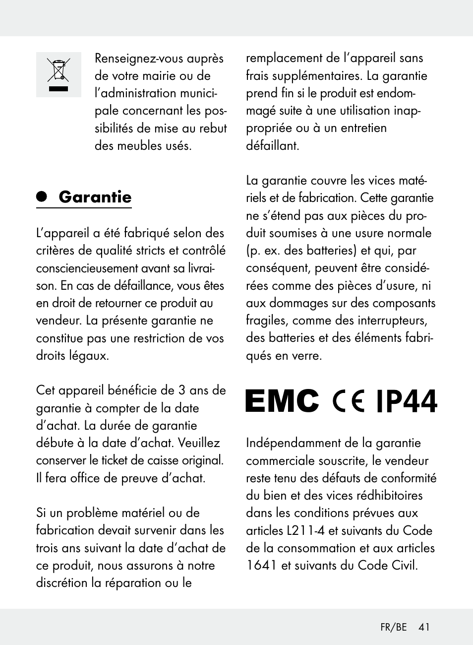 Garantie | Livarno Z31710A, Z31710B User Manual | Page 41 / 61