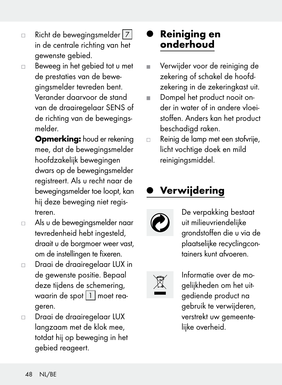 Reiniging en onderhoud, Verwijdering | Livarno Z31710A, Z31710B User Manual | Page 48 / 61