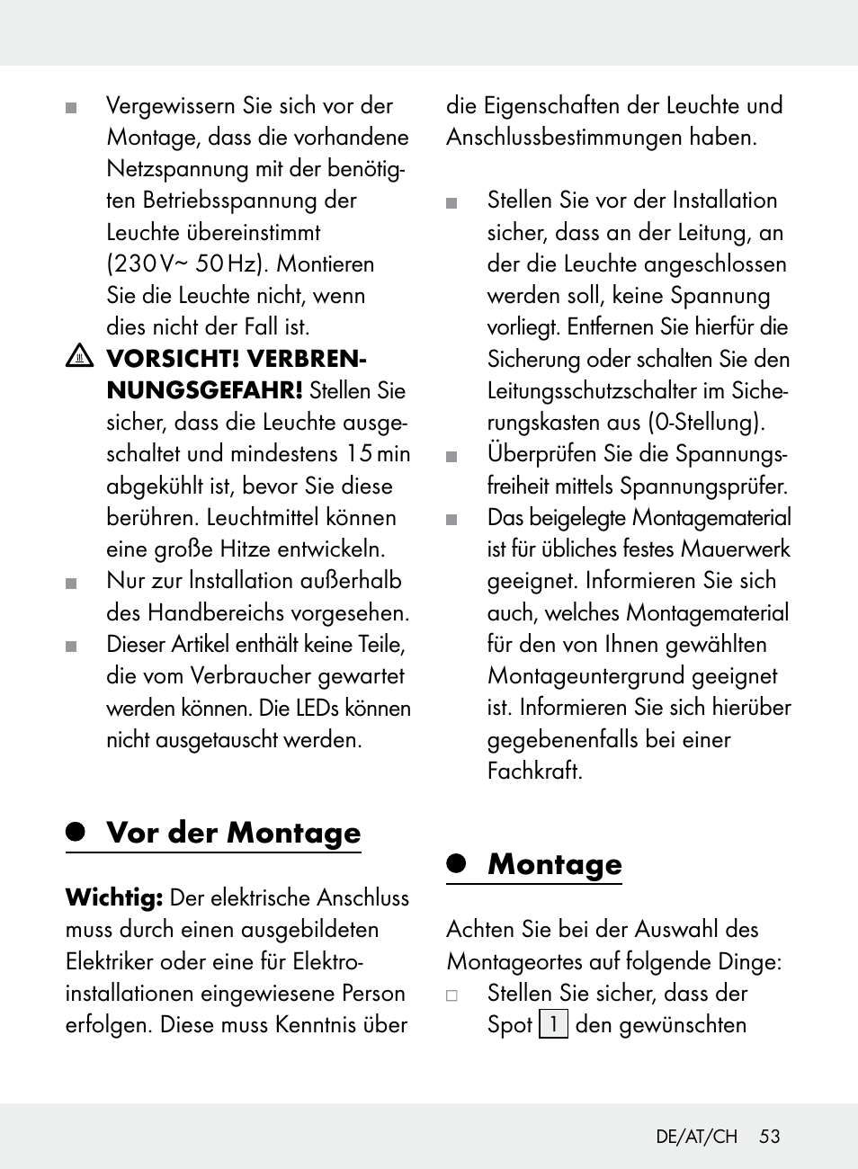 Vor der montage, Montage | Livarno Z31710A, Z31710B User Manual | Page 53 / 61