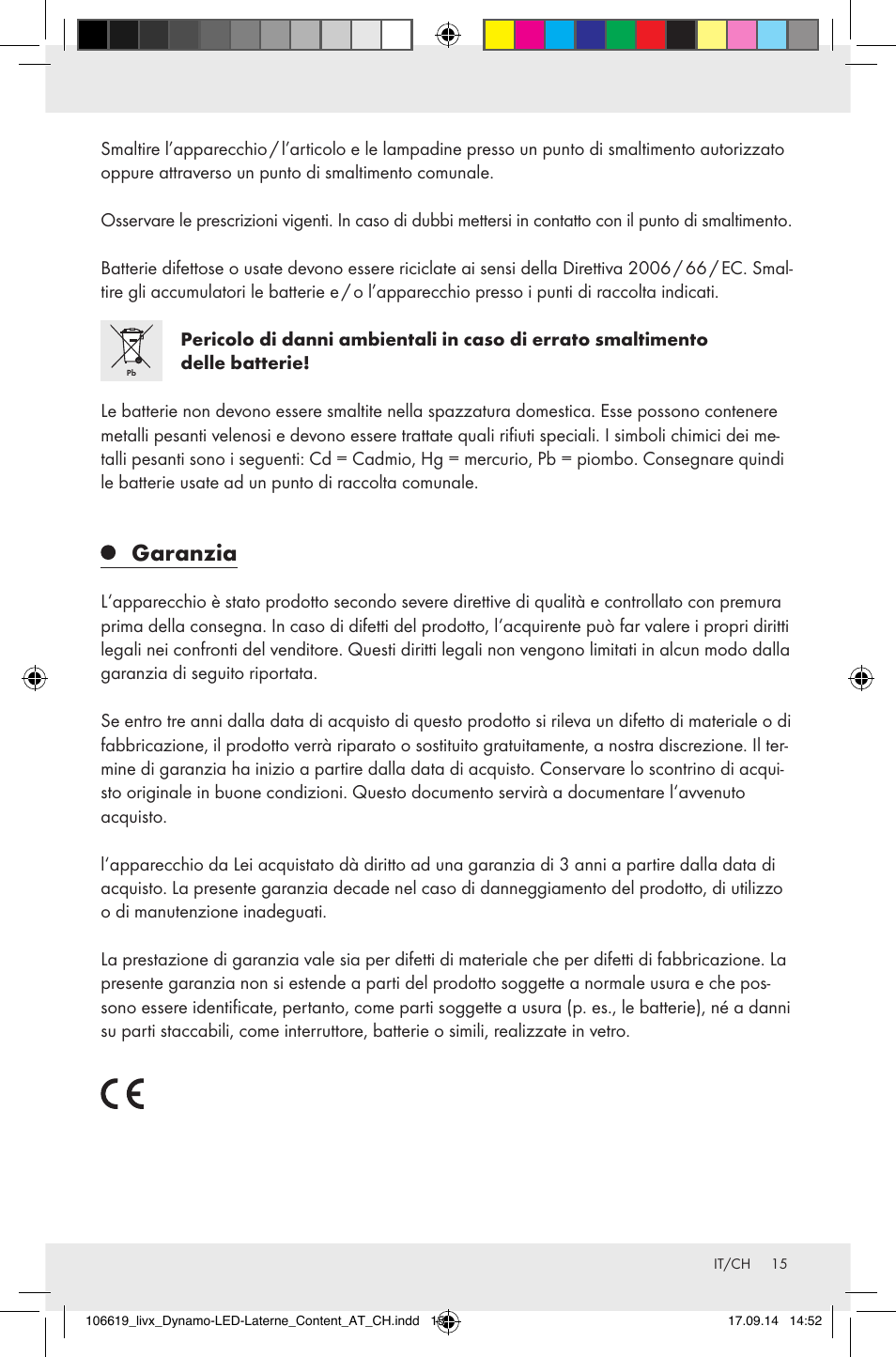 Garanzia | Livarno Z31095 User Manual | Page 15 / 16