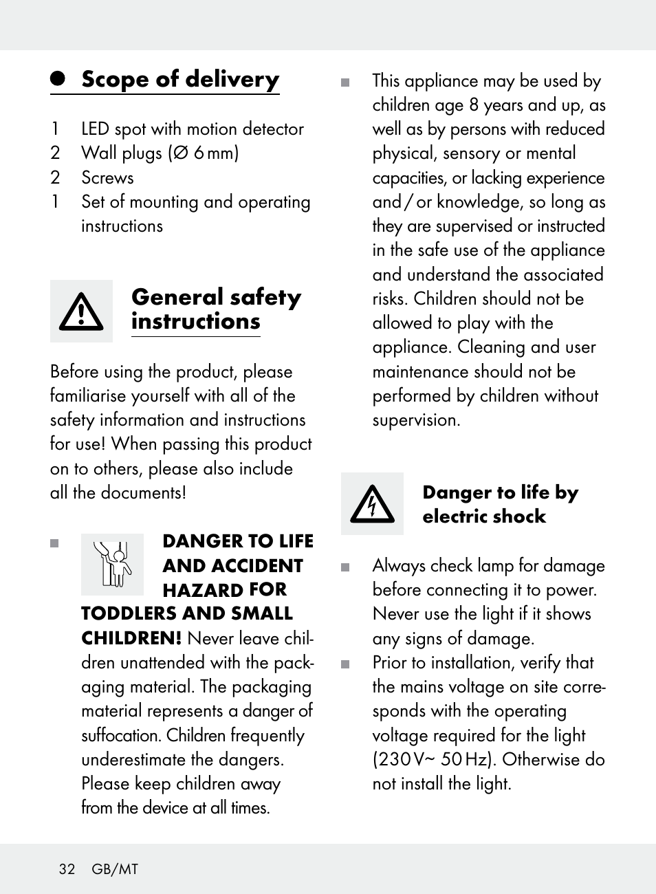 Scope of delivery, General safety instructions | Livarno Z31710A, Z31710B User Manual | Page 32 / 49