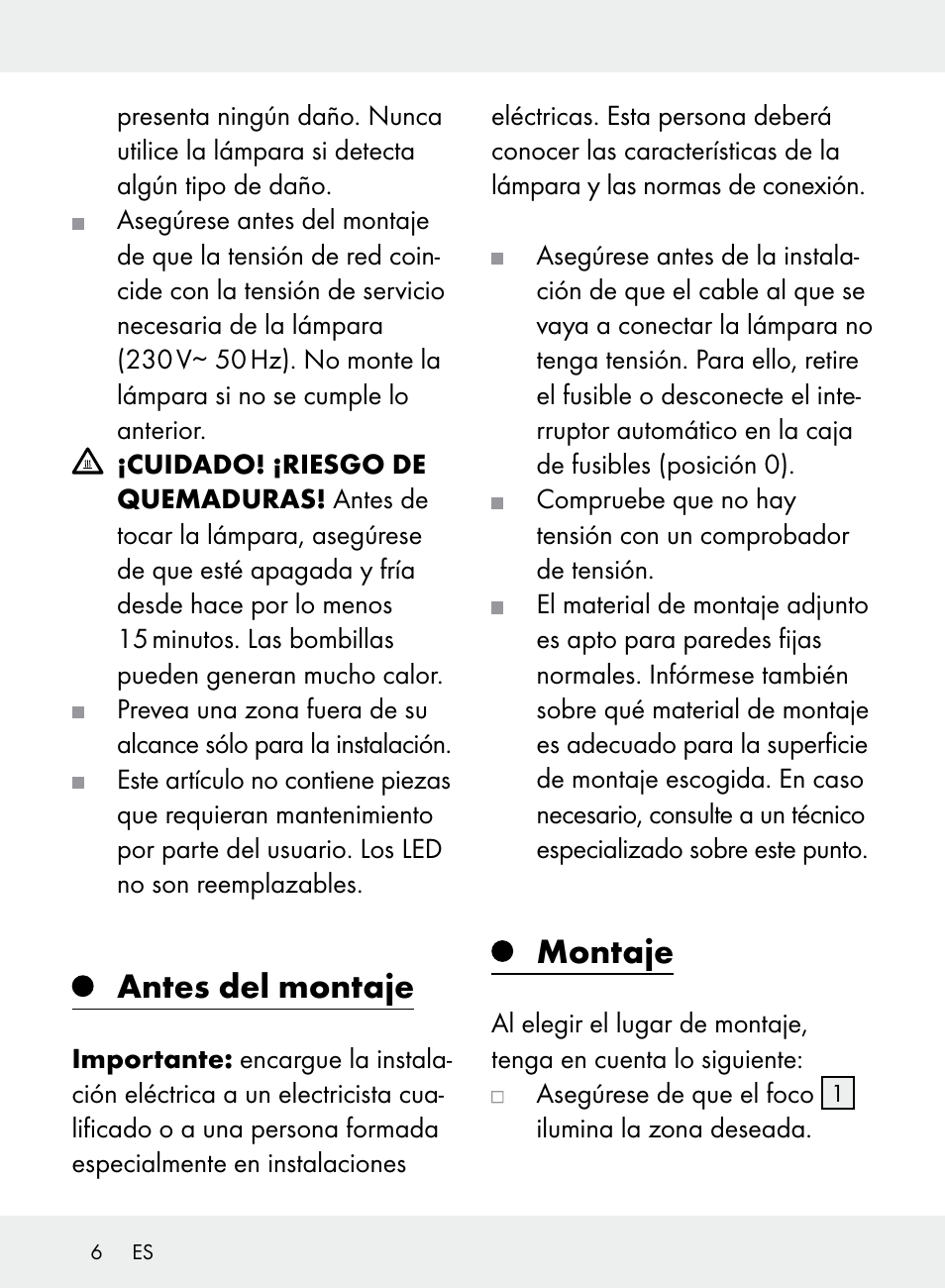 Antes del montaje, Montaje | Livarno Z31710A, Z31710B User Manual | Page 6 / 49