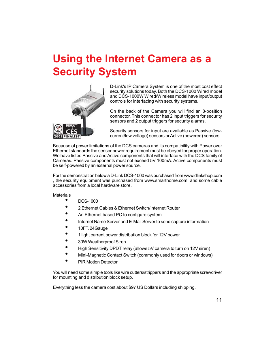 Using the internet camera as a security system | D-Link DCS-1000W User Manual | Page 11 / 97