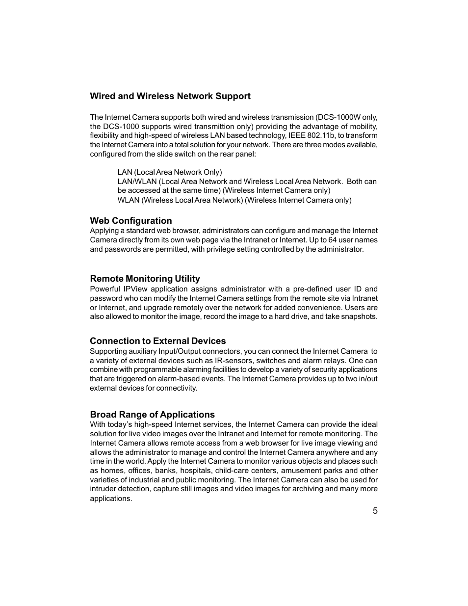 D-Link DCS-1000W User Manual | Page 5 / 97