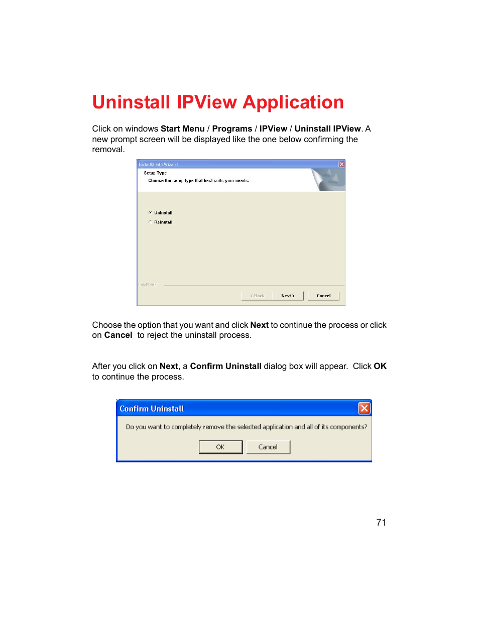 Uninstall ipview application | D-Link DCS-1000W User Manual | Page 71 / 97