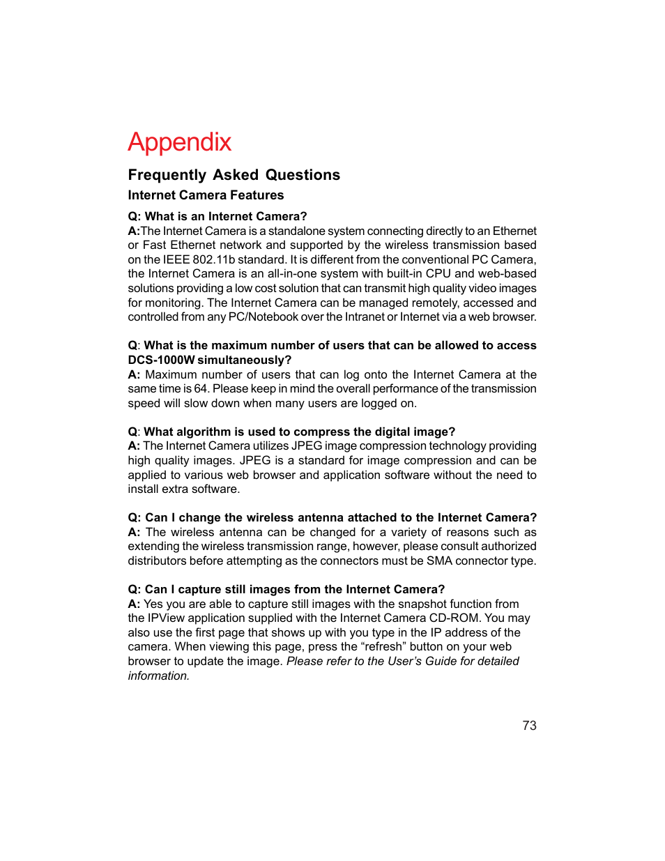 Appendix | D-Link DCS-1000W User Manual | Page 73 / 97