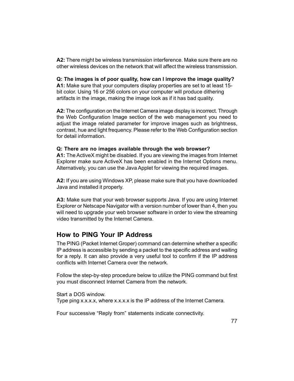 How to ping your ip address | D-Link DCS-1000W User Manual | Page 77 / 97
