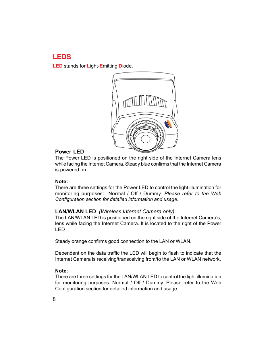 Leds | D-Link DCS-1000W User Manual | Page 8 / 97