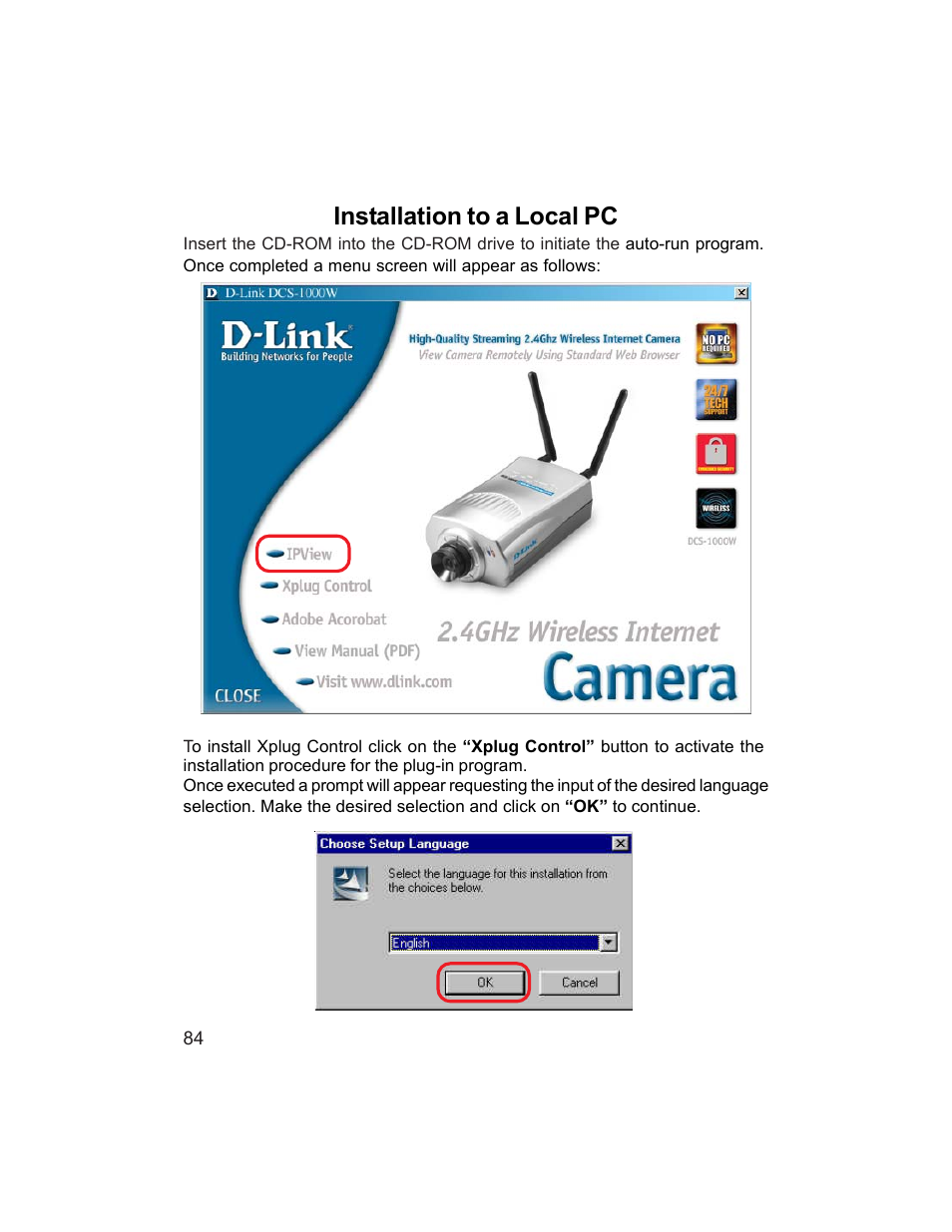 Installation to a local pc | D-Link DCS-1000W User Manual | Page 84 / 97