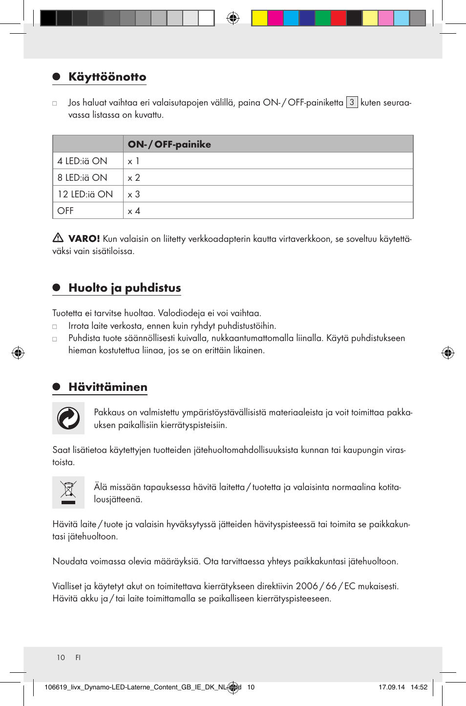 Käyttöönotto, Huolto ja puhdistus, Hävittäminen | Livarno Z31095 User Manual | Page 10 / 32