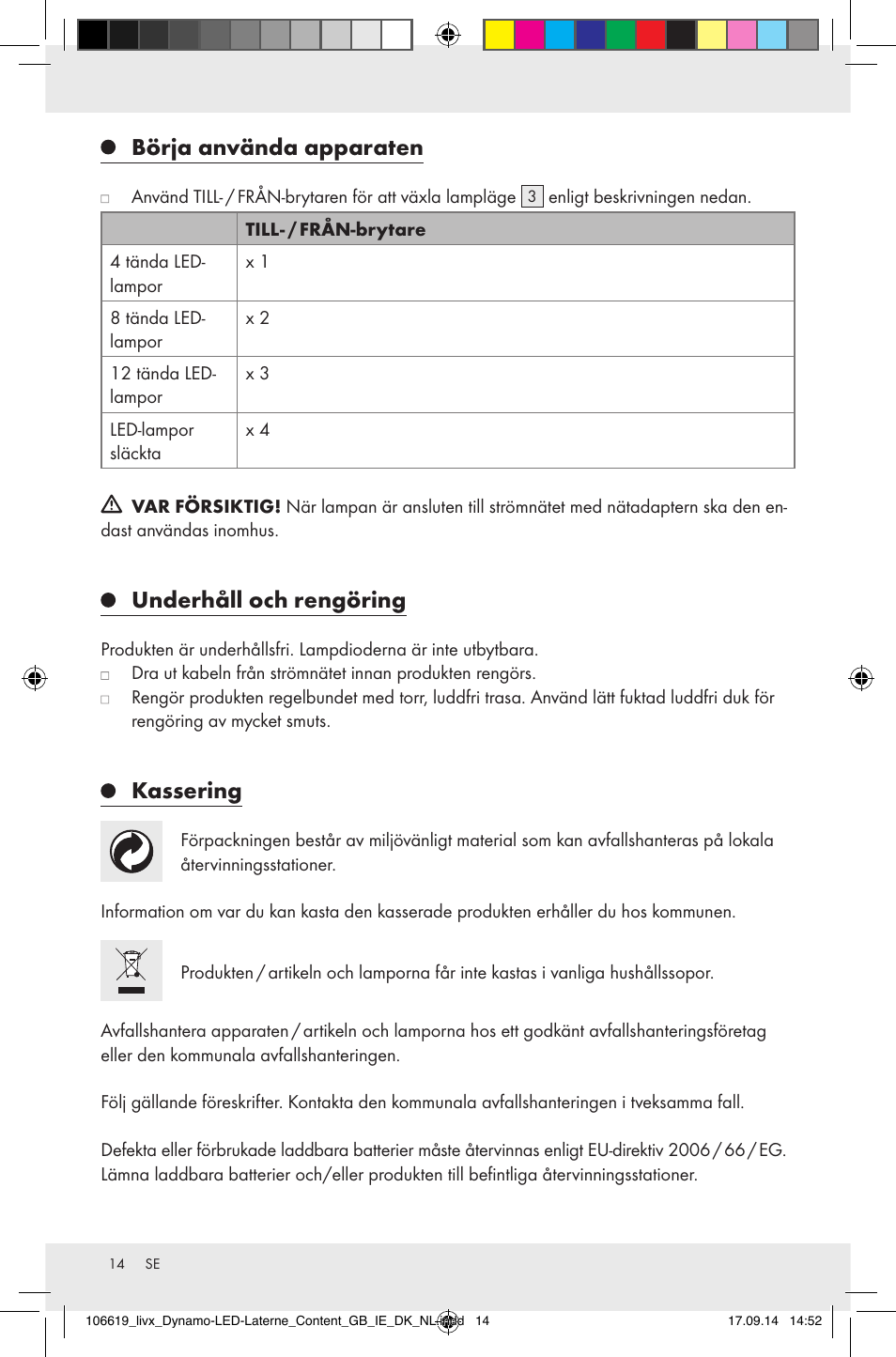 Börja använda apparaten, Underhåll och rengöring, Kassering | Livarno Z31095 User Manual | Page 14 / 32