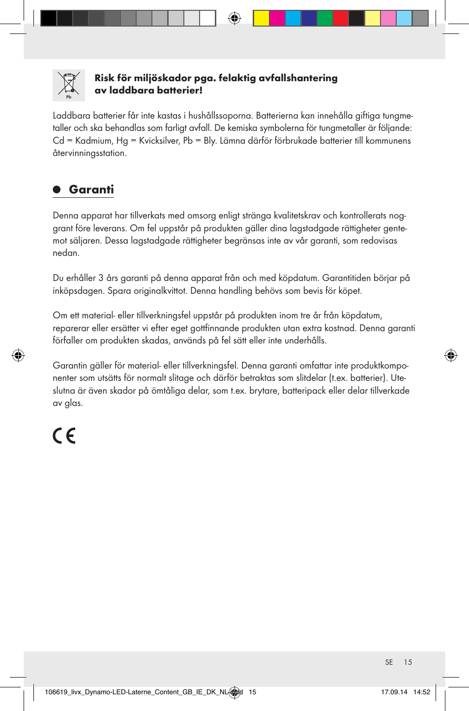 Garanti | Livarno Z31095 User Manual | Page 15 / 32