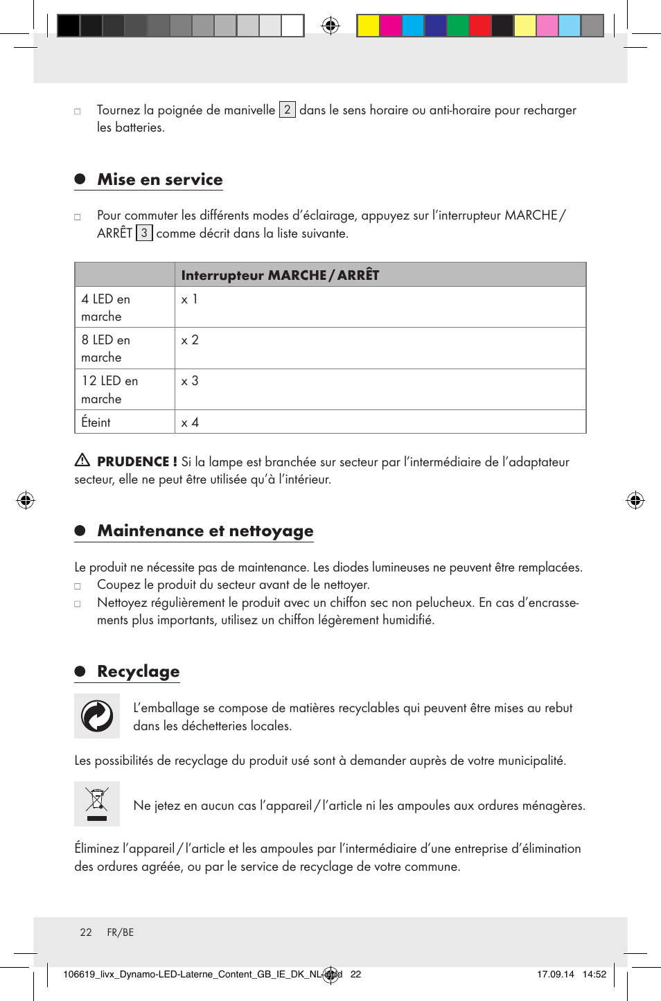Mise en service, Maintenance et nettoyage, Recyclage | Livarno Z31095 User Manual | Page 22 / 32