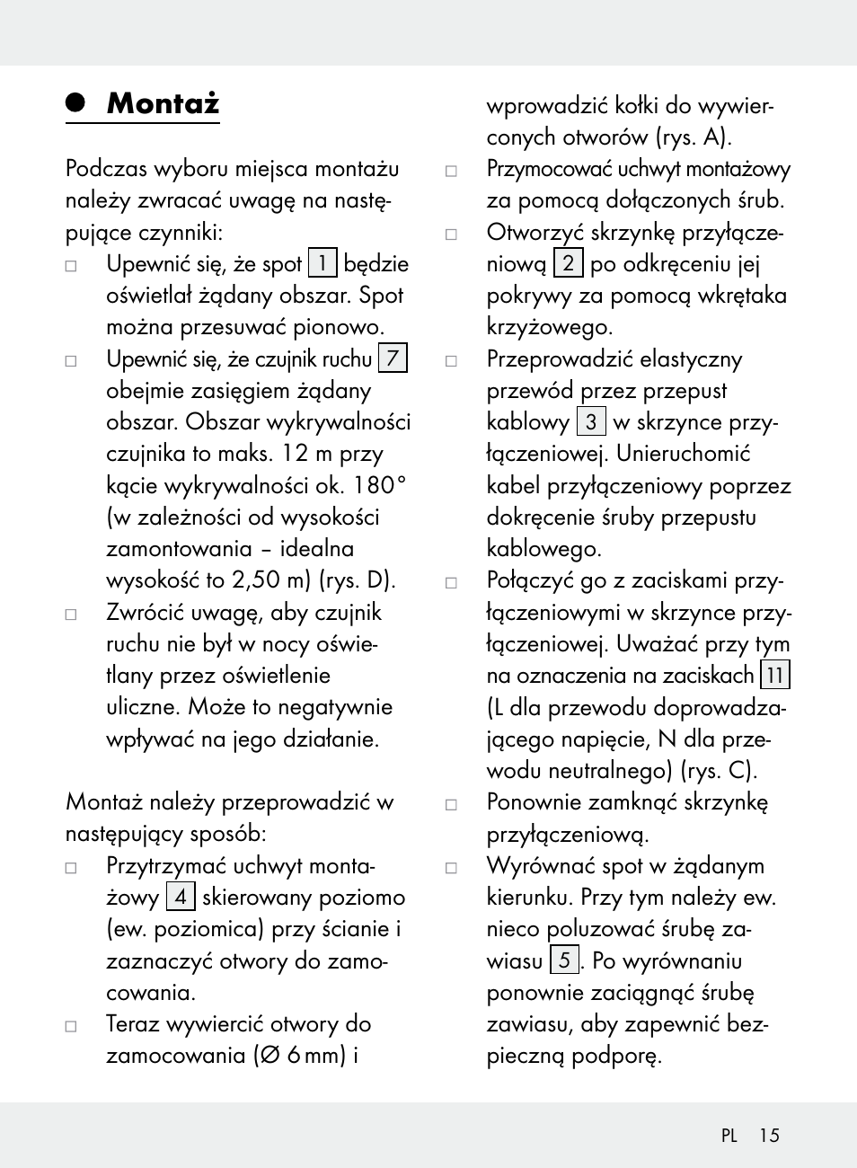 Montaż | Livarno Z31710A, Z31710B User Manual | Page 15 / 64