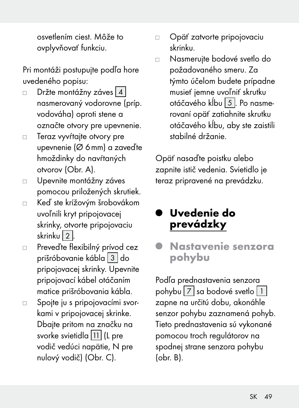 Uvedenie do prevádzky nastavenie senzora pohybu | Livarno Z31710A, Z31710B User Manual | Page 49 / 64