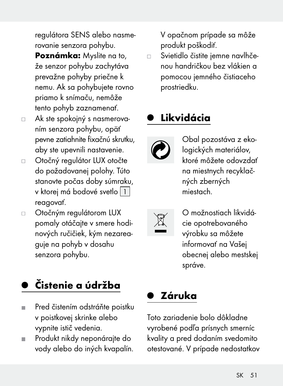 Čistenie a údržba, Likvidácia, Záruka | Livarno Z31710A, Z31710B User Manual | Page 51 / 64