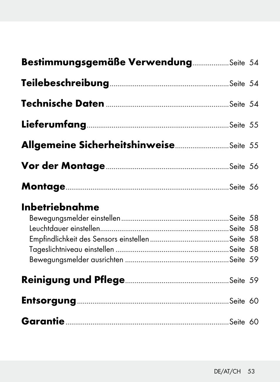 Bestimmungsgemäße verwendung, Teilebeschreibung, Technische daten | Lieferumfang, Allgemeine sicherheitshinweise, Vor der montage, Montage, Inbetriebnahme, Reinigung und pflege, Entsorgung | Livarno Z31710A, Z31710B User Manual | Page 53 / 64