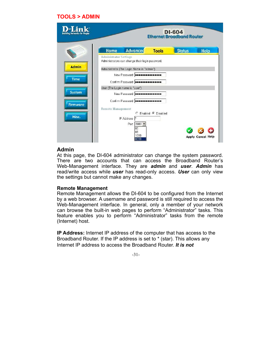 D-Link DI-604 User Manual | Page 31 / 79