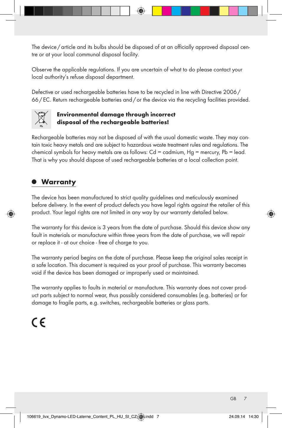 Warranty | Livarno Z31095 User Manual | Page 7 / 33