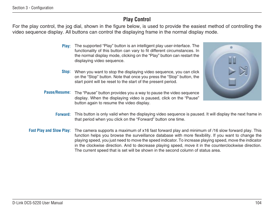 Play control | D-Link DCS-5220 User Manual | Page 104 / 140