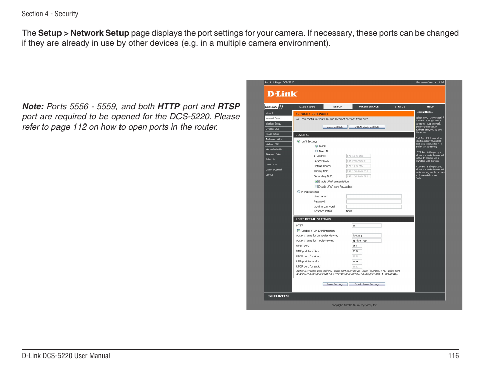 D-Link DCS-5220 User Manual | Page 116 / 140