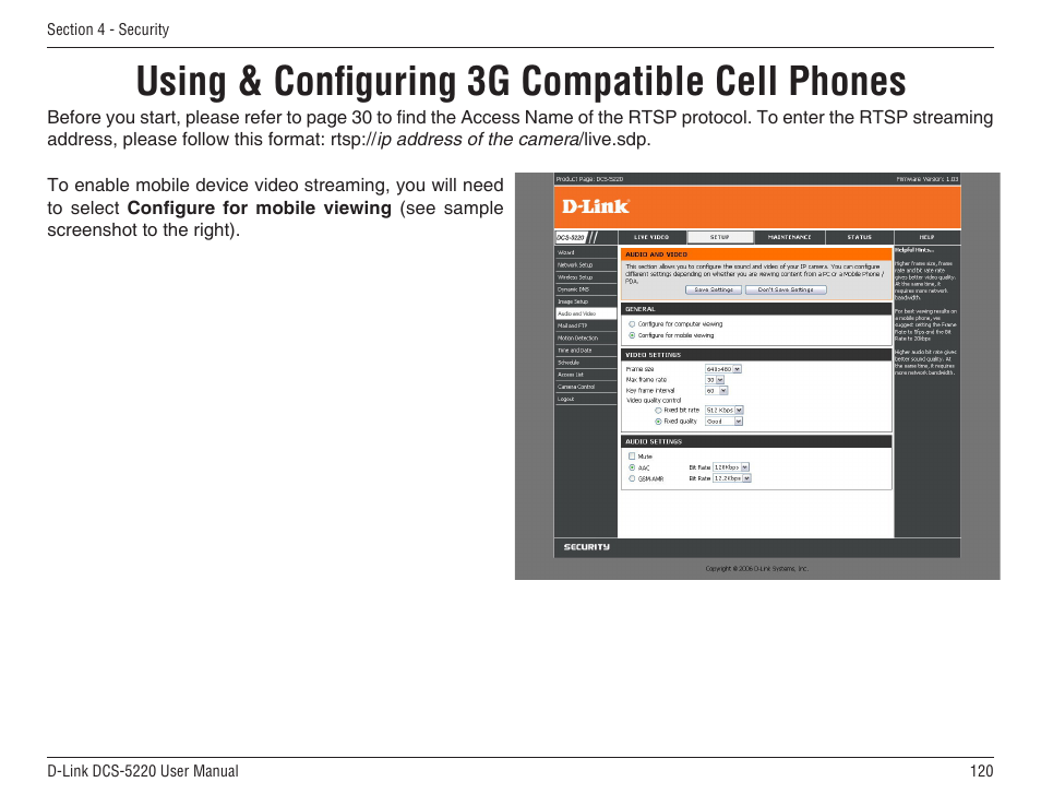 Using & configuring 3g compatible cell phones | D-Link DCS-5220 User Manual | Page 120 / 140