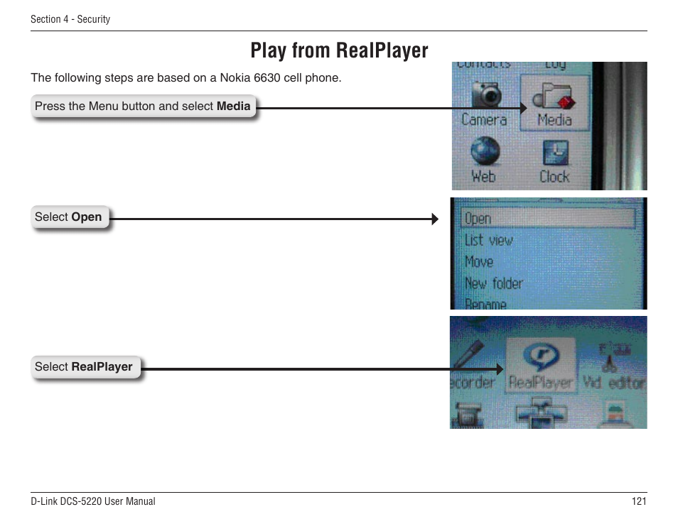 Play from realplayer | D-Link DCS-5220 User Manual | Page 121 / 140