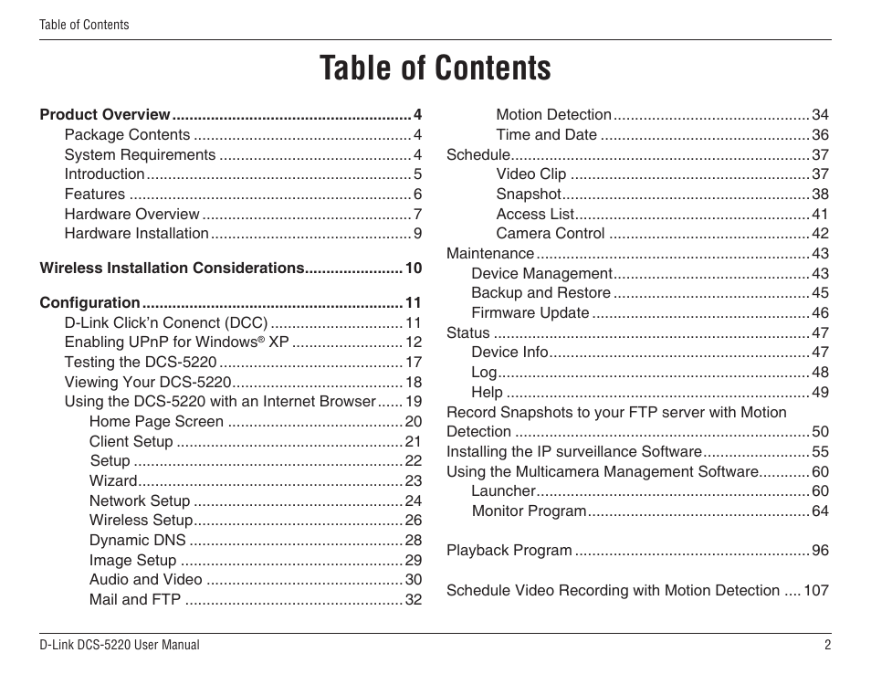 D-Link DCS-5220 User Manual | Page 2 / 140