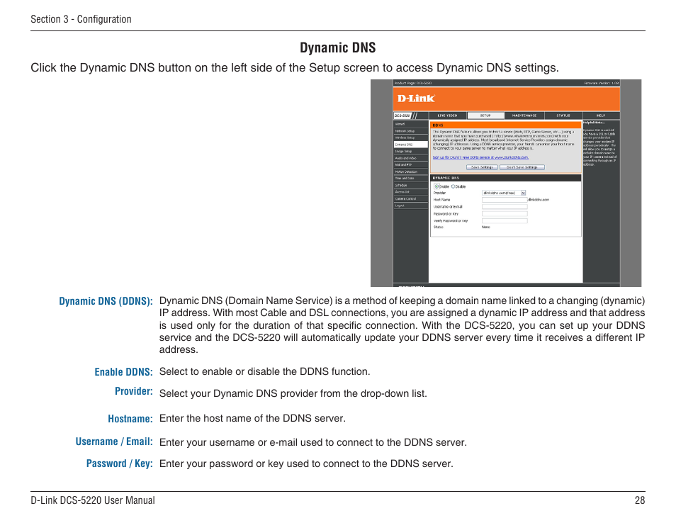 Dynamic dns | D-Link DCS-5220 User Manual | Page 28 / 140