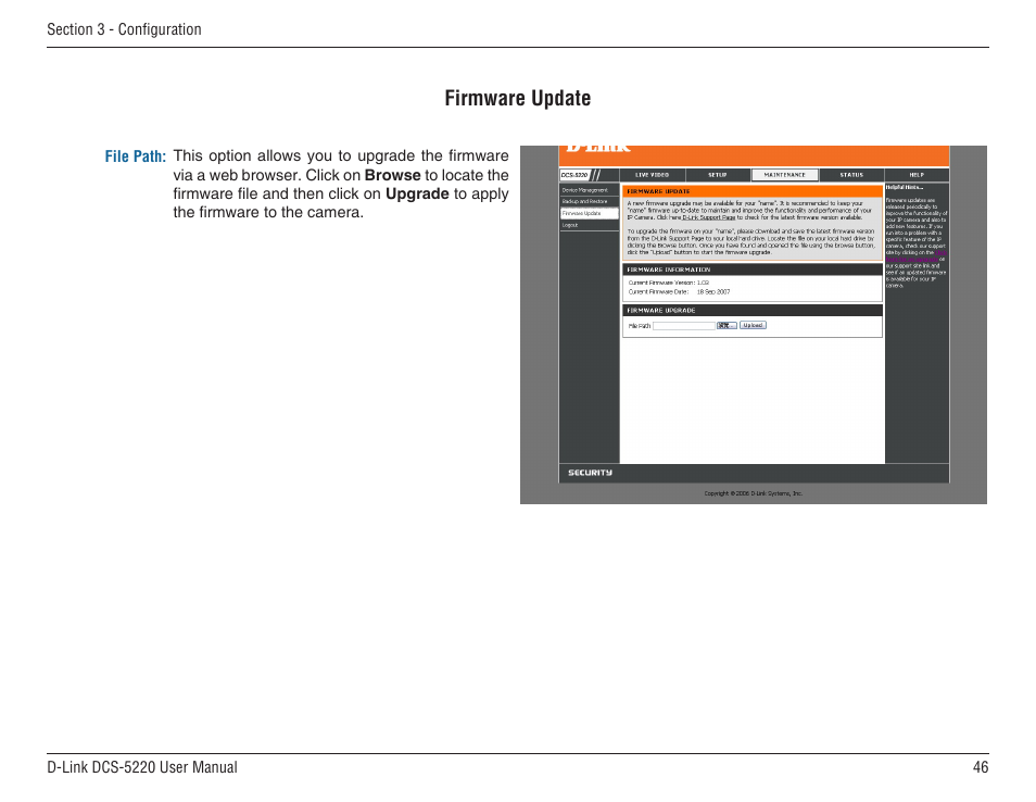 Firmware update | D-Link DCS-5220 User Manual | Page 46 / 140
