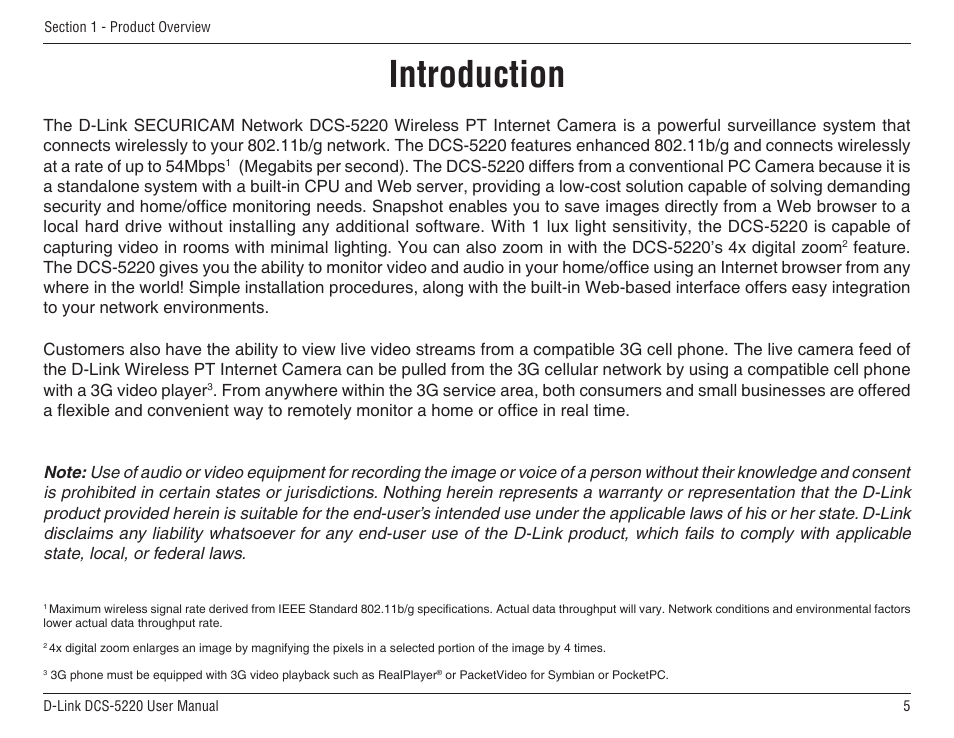 Introduction | D-Link DCS-5220 User Manual | Page 5 / 140