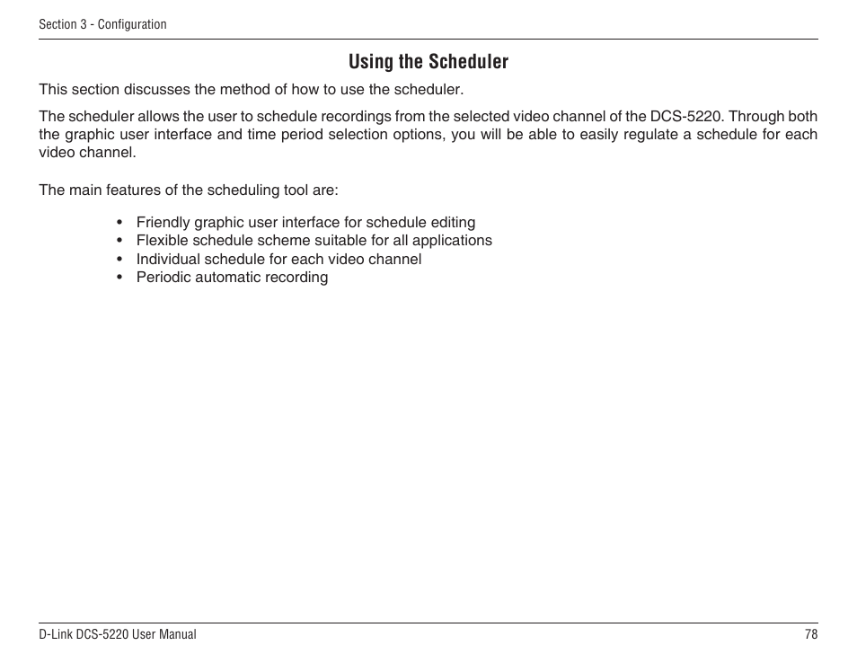 Using the scheduler | D-Link DCS-5220 User Manual | Page 78 / 140