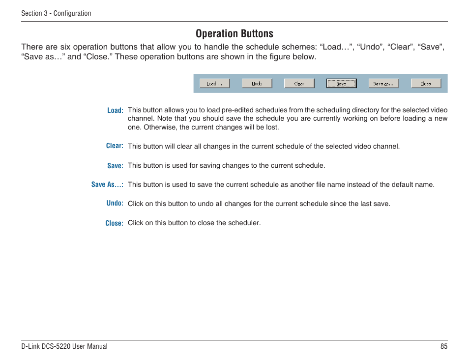 Operation buttons | D-Link DCS-5220 User Manual | Page 85 / 140