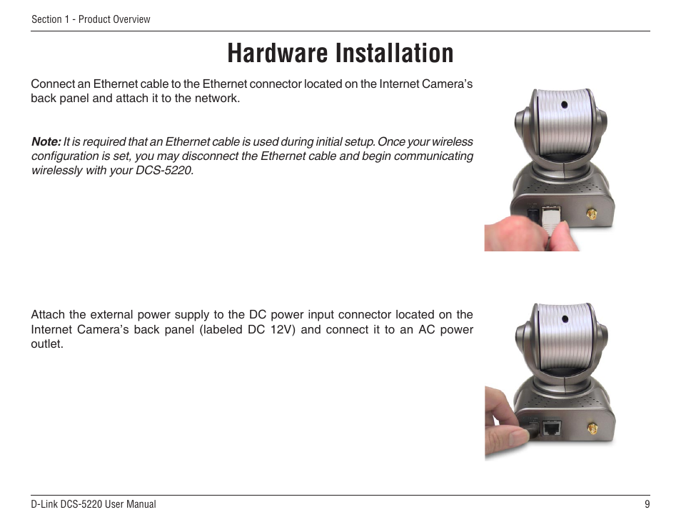 Hardware installation | D-Link DCS-5220 User Manual | Page 9 / 140