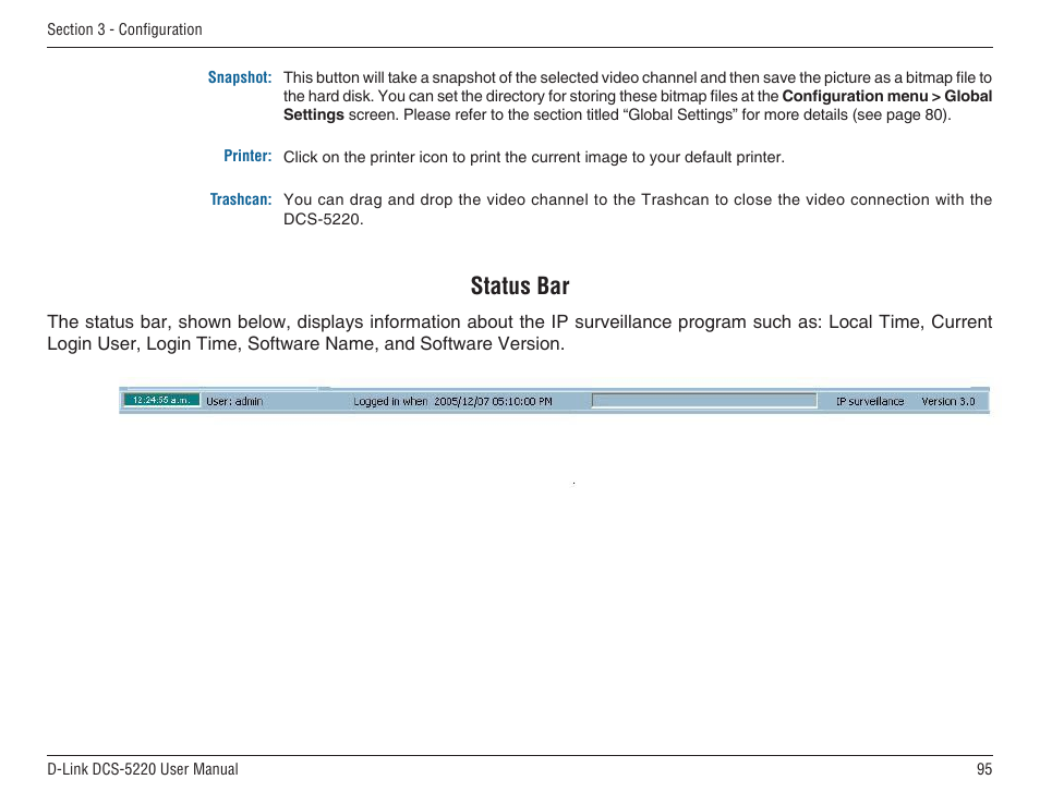 Scheduling, Status bar | D-Link DCS-5220 User Manual | Page 95 / 140