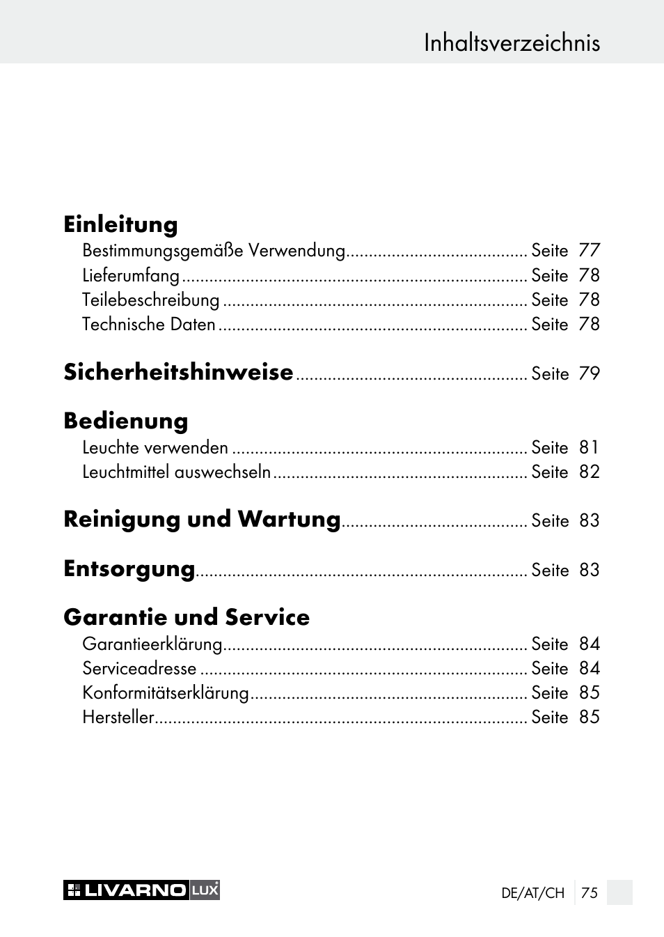 Livarno 7596-01хL User Manual | Page 75 / 89