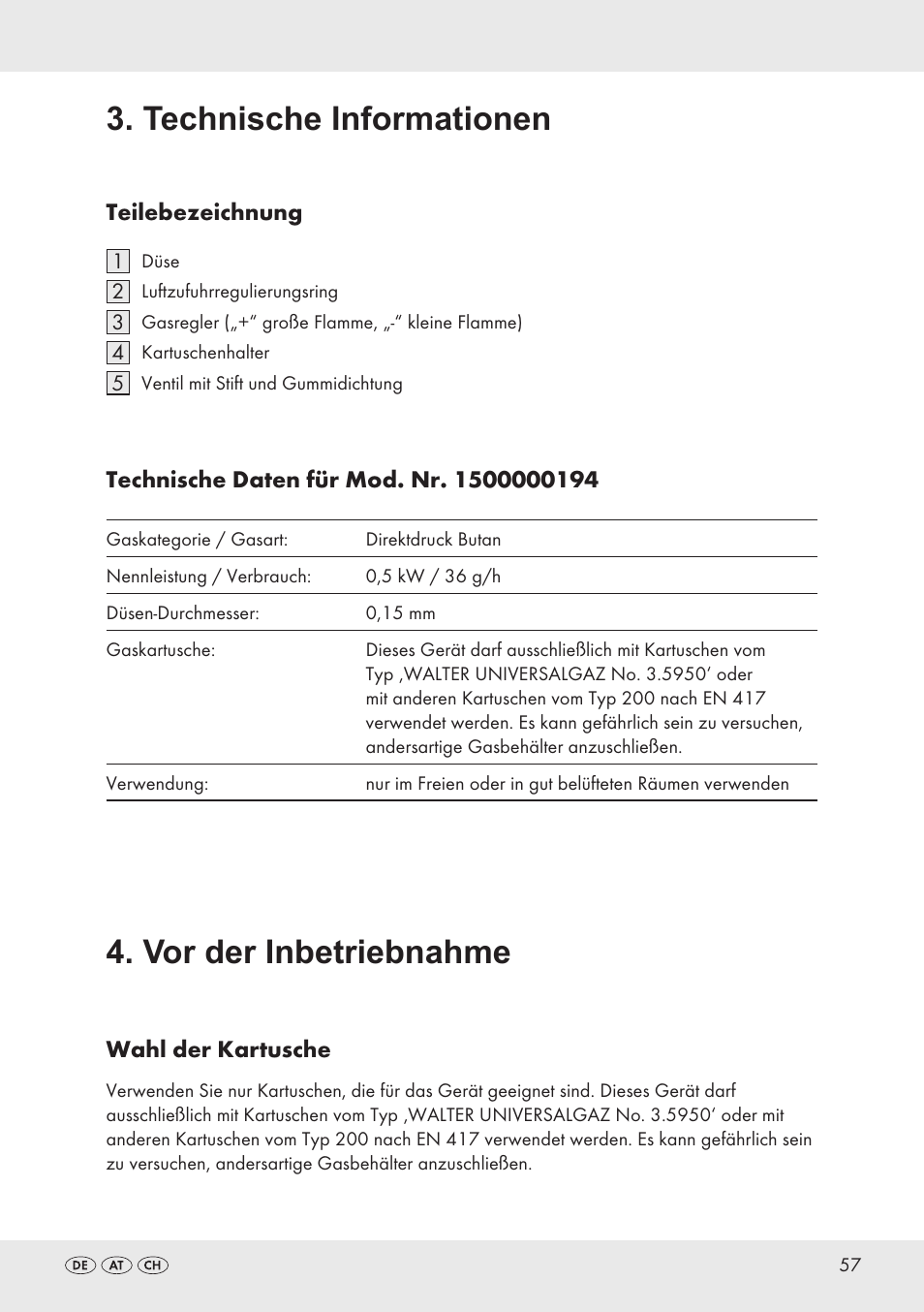 Technische informationen, Vor der inbetriebnahme | Livarno 1500000194 User Manual | Page 57 / 64