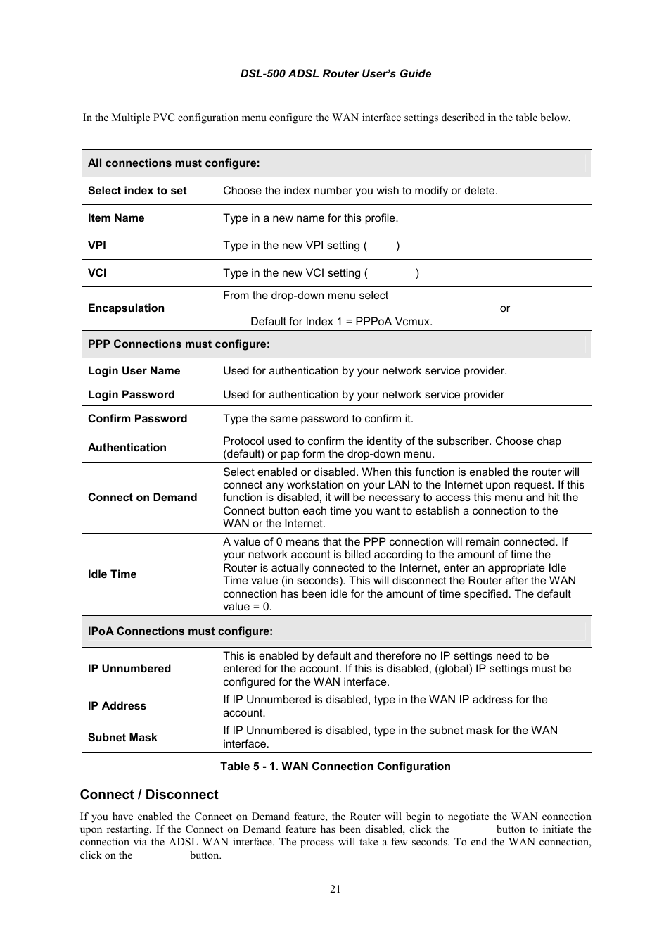 Connect / disconnect | D-Link DSL-500 User Manual | Page 31 / 74