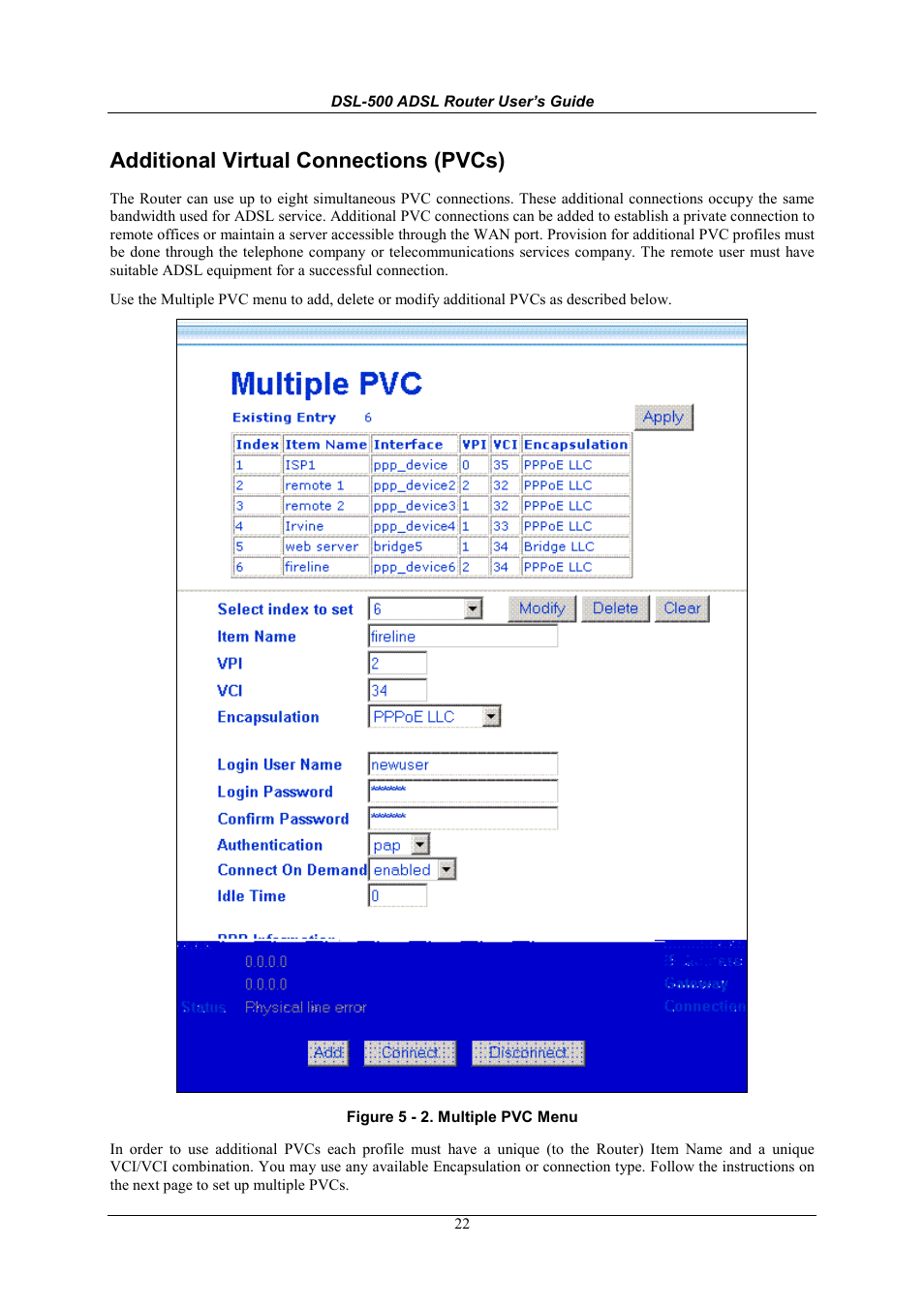Additional virtual connections (pvcs) | D-Link DSL-500 User Manual | Page 32 / 74