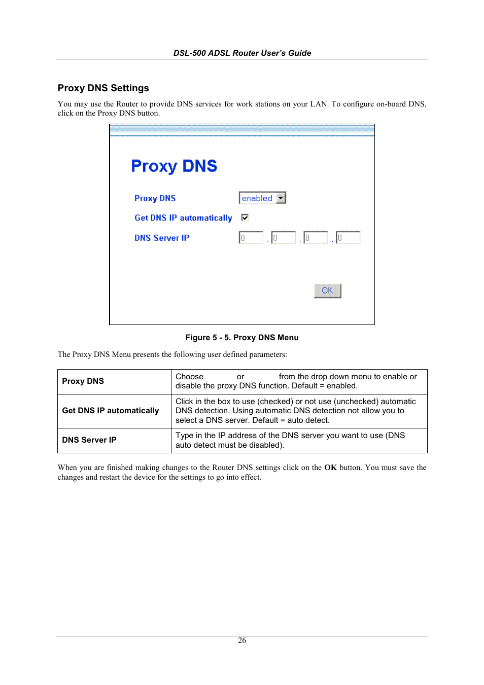 Proxy dns settings | D-Link DSL-500 User Manual | Page 36 / 74