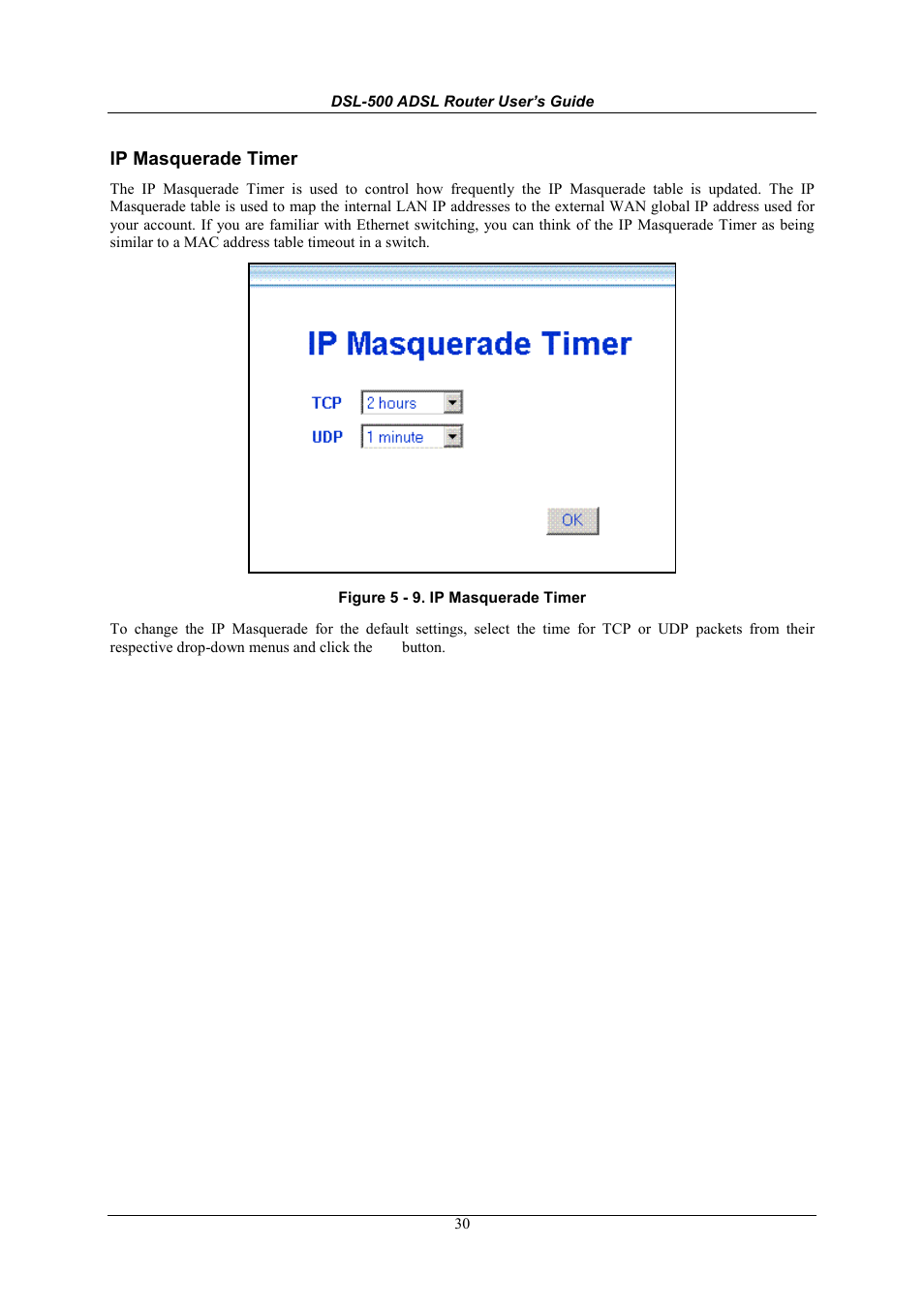 Ip masquerade timer | D-Link DSL-500 User Manual | Page 40 / 74