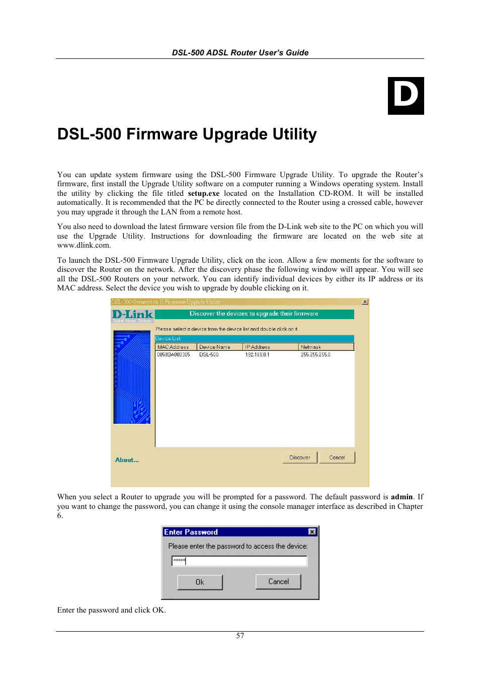 Dsl-500 firmware upgrade utility | D-Link DSL-500 User Manual | Page 67 / 74