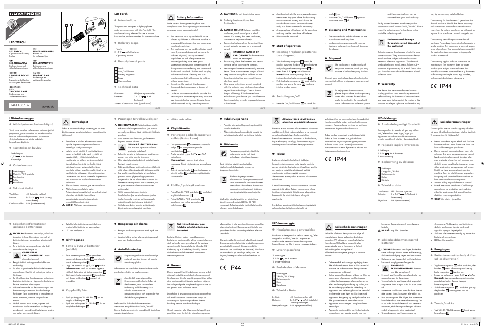 Livarno 100716-14-01/ 100716-14-02/ 100716-14-03 User Manual | 2 pages