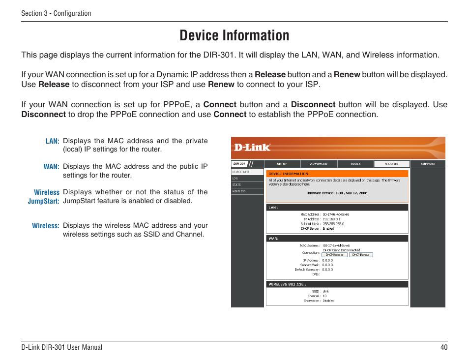 Device information | D-Link DIR-301 User Manual | Page 40 / 67