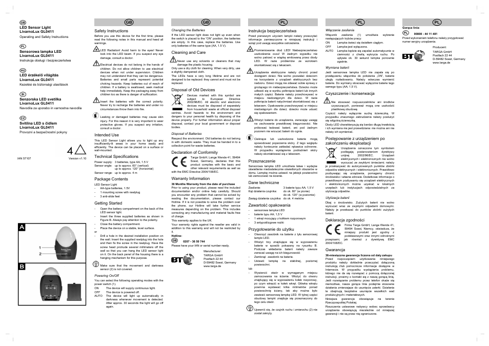 Livarno GL0411 User Manual | 2 pages