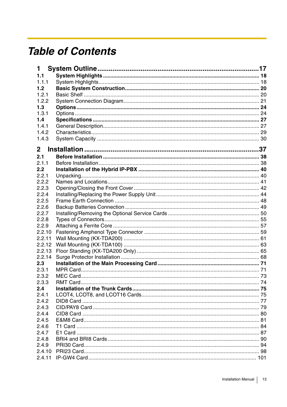 D-Link KX-TDA100 User Manual | Page 13 / 250