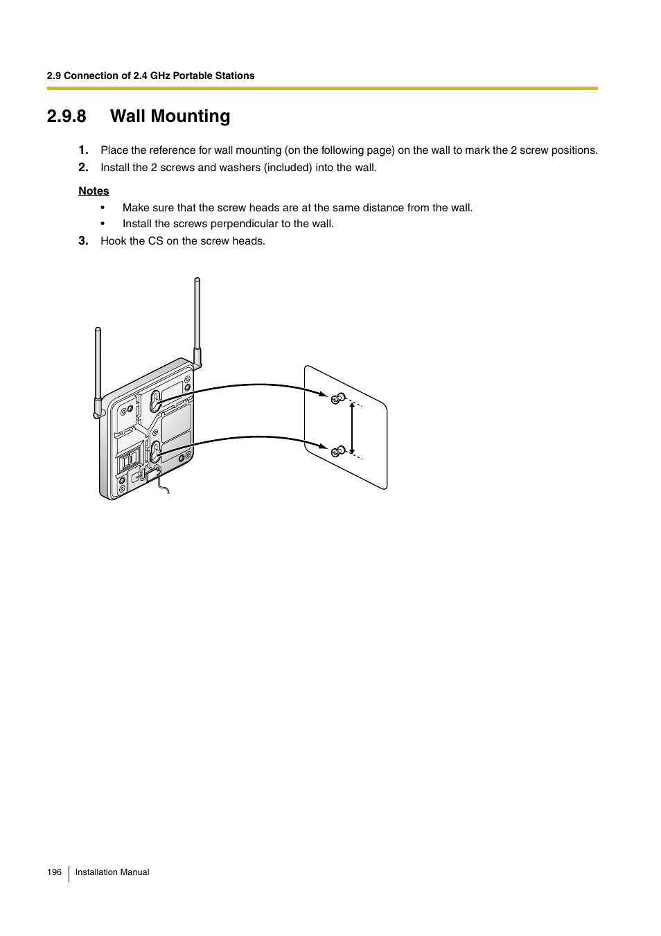 8 wall mounting | D-Link KX-TDA100 User Manual | Page 196 / 250