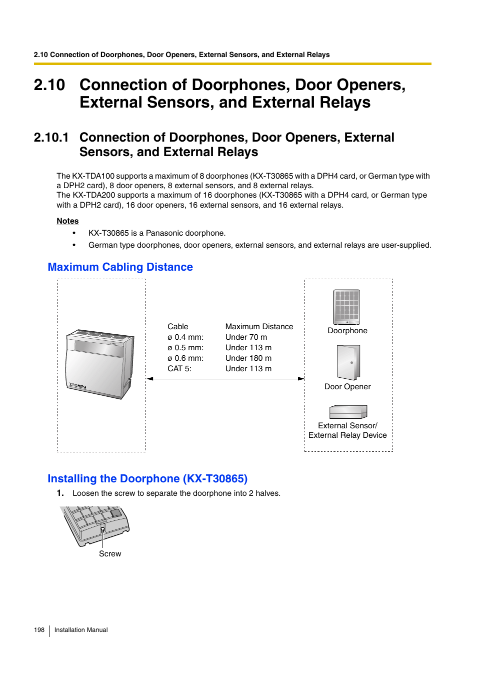 D-Link KX-TDA100 User Manual | Page 198 / 250