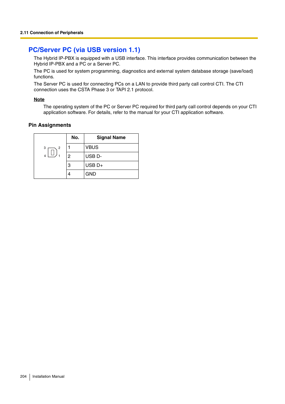 Pc/server pc (via usb version 1.1) | D-Link KX-TDA100 User Manual | Page 204 / 250